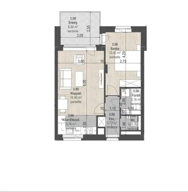 Eladó új építésű lakás, Budapest, XIII. kerület 2 szoba 43 m² 88.04 M Ft