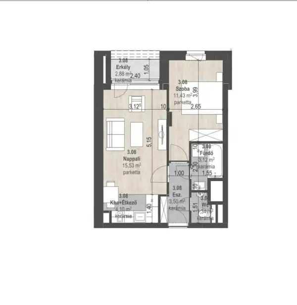 Eladó új építésű lakás, Budapest, XIII. kerület 2 szoba 39 m² 76.09 M Ft