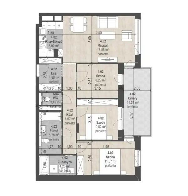 Eladó új építésű lakás, Budapest, XIII. kerület 4 szoba 77 m² 149.42 M Ft