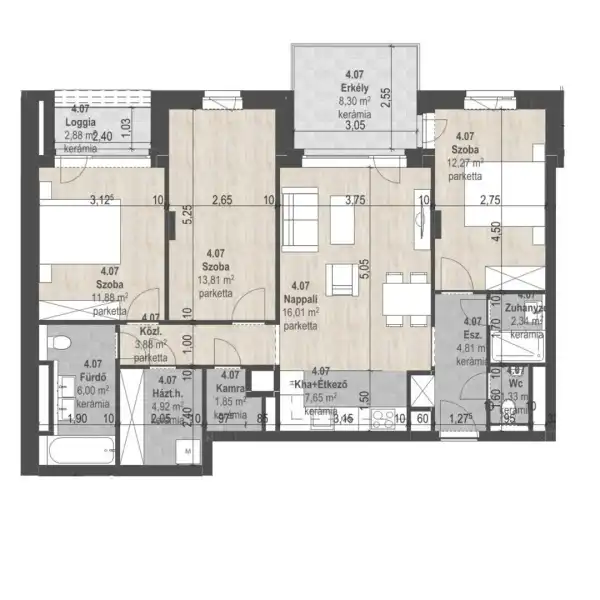 Eladó új építésű lakás, Budapest, XIII. kerület 4 szoba 86 m² 164.37 M Ft