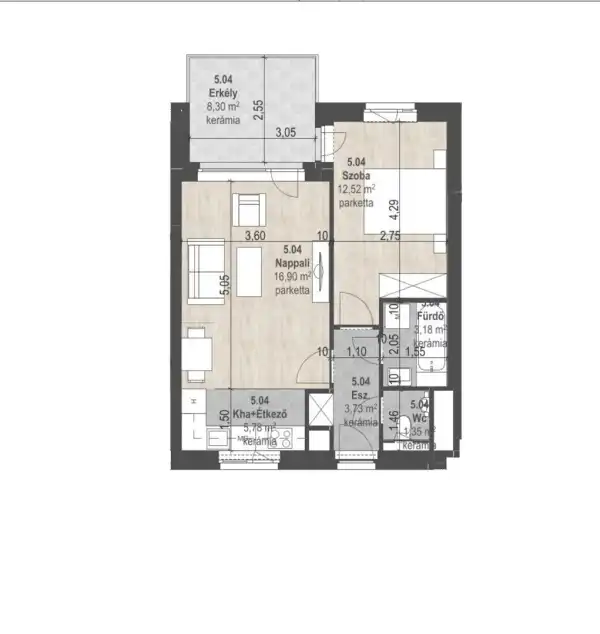 Eladó új építésű lakás, Budapest, XIII. kerület 2 szoba 43 m² 91.65 M Ft