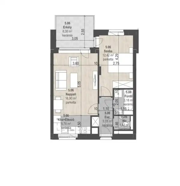 Eladó új építésű lakás, Budapest, XIII. kerület 2 szoba 43 m² 91.61 M Ft