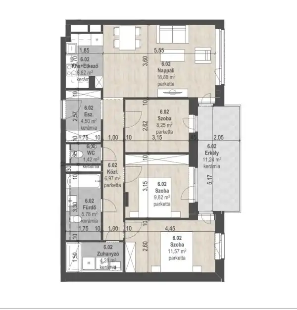 Eladó új építésű lakás, Budapest, XIII. kerület 4 szoba 79 m² 162.97 M Ft