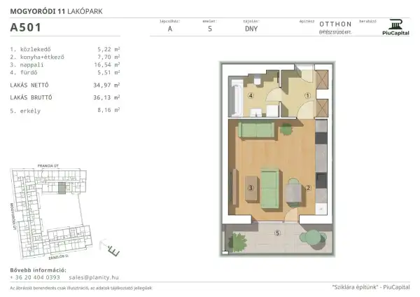 Eladó új építésű lakás, Budapest, XIV. kerület 1 szoba 35 m² 76.55 M Ft