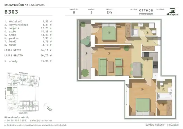 Eladó új építésű lakás, Budapest, XIV. kerület 3 szoba 64 m² 110.95 M Ft