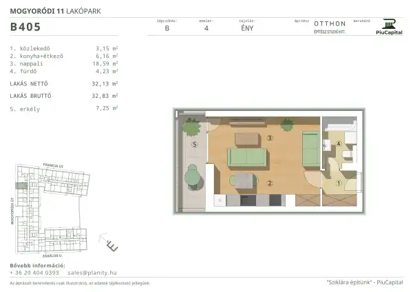 Eladó új építésű lakás, Budapest, XIV. kerület 1 szoba 32 m² 67.09 M Ft