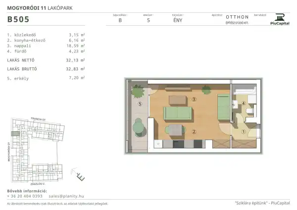 Eladó új építésű lakás, Budapest, XIV. kerület 1 szoba 32 m² 69.26 M Ft
