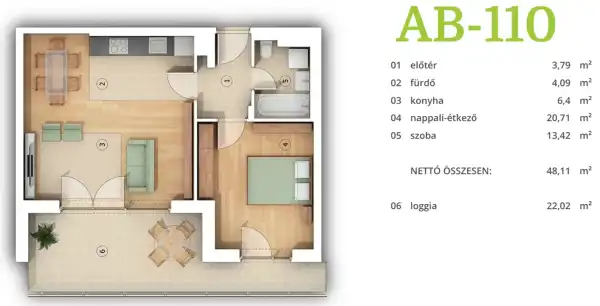 Eladó új építésű lakás, Budapest, XIV. kerület 2 szoba 48 m² 89.9 M Ft