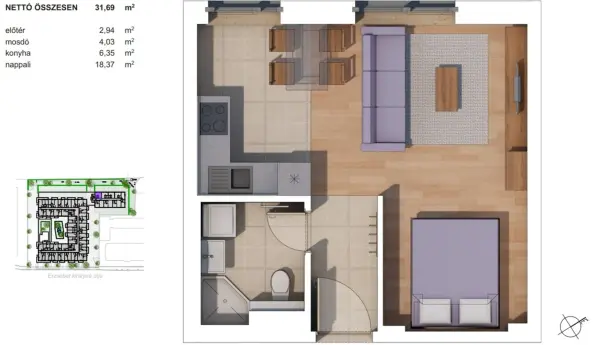 Eladó új építésű lakás, Budapest, XIV. kerület 1 szoba 32 m² 61.9 M Ft