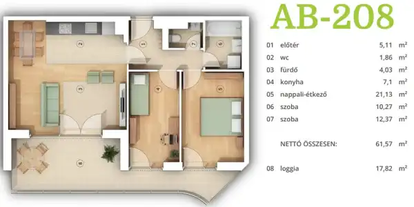 Eladó új építésű lakás, Budapest, XIV. kerület 3 szoba 61 m² 120.3 M Ft