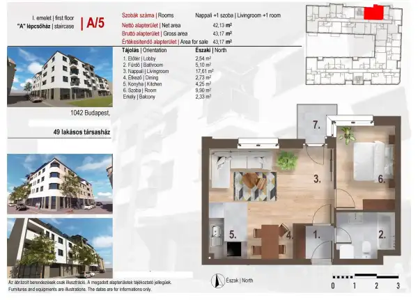 Eladó újépítésű lakás, Budapest, IV. kerület 1+1 szoba 43 m² 48.3 M Ft