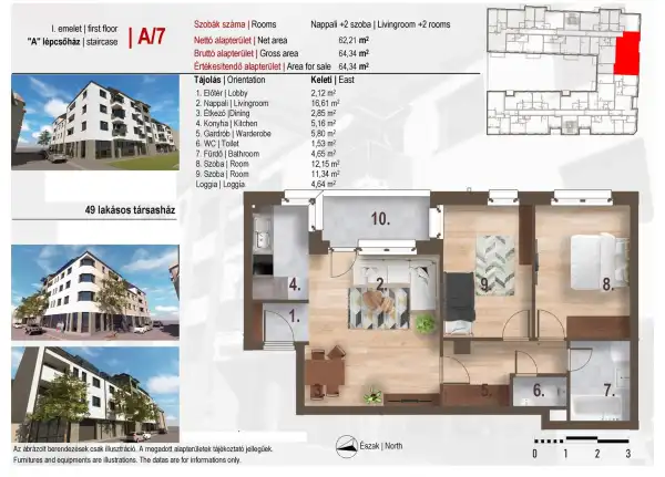 Eladó újépítésű lakás, Budapest, IV. kerület 1+2 szoba 64 m² 72.5 M Ft