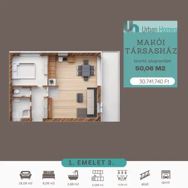 Eladó újépítésű lakás, Orosháza 2 szoba 40 m² 30.74174 M Ft